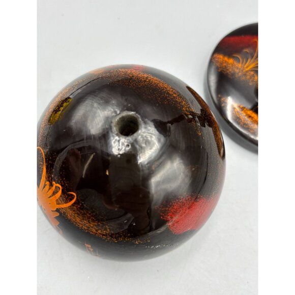 Globe Ashtray Hand Painted Chinoiserie Style Floating Catchall Lacquered Globe - Picture 5 of 7